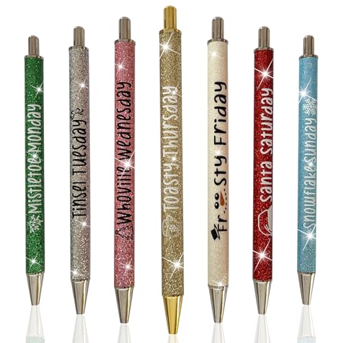 7 Stück Bling Metall Stifte Weihnachten Metall Bar Glitter Stift Bling Glitter Metall Kugelschreiber Glitter Retractable Pen Pretty Journaling Stifte für Haus Zeichnung Schule Büro von Embhlitfe