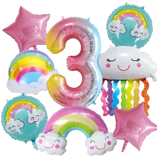 8 Stück Geburtstagsdeko 3 Jahre Mädchen,Luftballon 3. Geburtstag Folienballon Happy Birthday Luftballons,Geburtstagsparty Luftballons für Kinder Jungen Mädchen Dekorationen 3. Geburtstag (3) von Embhlitfe