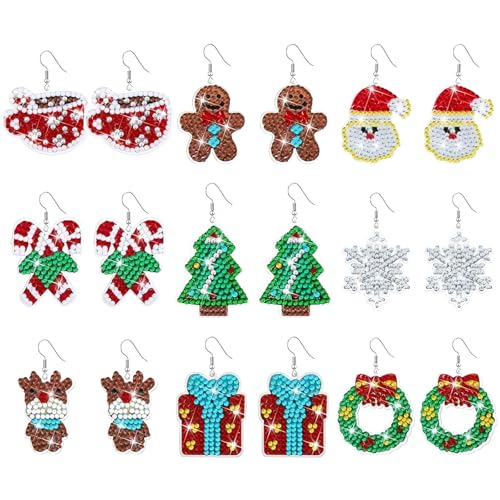 Embhlitfe 9 Paar Weihnachten Diamant Malerei Ohrringe,Diamant Kunst Ohrringe Weihnachts Ohrring Herstellungsset,Mosaik Diamant Kunst Ohrringe Schmuckherstellungsset für Weihnachtsfeier Geschenk Embhlitfe 9 Paar Weihnachten Diamant Malerei Ohrringe,Diamant Kunst Ohrringe Weihnachts Ohrring Herstellungsset,Mosaik Diamant Kunst Ohrringe Schmuckherstellungsset für Weihnachtsfeier Geschenk von Embhlitfe
