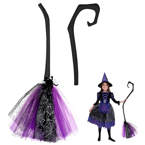 Halloween Witch Broom,97cm Abnehmbarer Hexenbesen aus Kunststoff Halloween Hexenbesen,Hexe Fliegender Besen für Kinder Erwachsene Halloween Cosplay Kostüm Dekoration von Embhlitfe