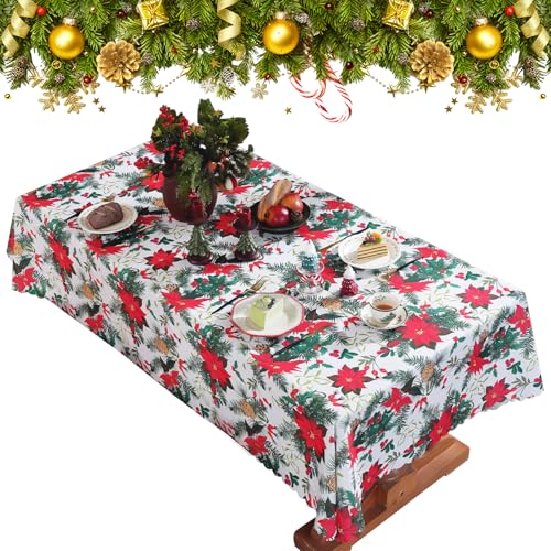 Weihnachts Tischdecke Gartentischdecke Tischdecke Outdoor Kreise und Rechtecke Biertisch Tischdecke Abwaschbar 150 x 220cm Tischdecke Weihnachten für Draußen Esszimmer Küche Garten Party (Rechteck B) von Embhlitfe