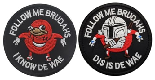 Ugandan Knuckles Follow Me Brudahs I Know De Wae Stickerei Patch Militär Taktische Moral DIY Emblem Werkzeug Ausrüstung Applique mit Haken Bestickter Patch von Embroidery Patch