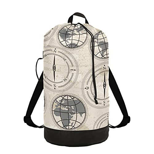 Globe Compass Wäschesack, Rucksack, Netzstoff, Wäschebeutel, schmutzige Kleidung, Organizer für Reisen, Camping, Wohnheim, Waschsalon Essentials von Emelivor