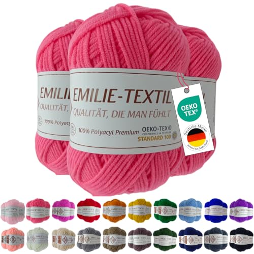 Emilie-Textil Premium Polyacryl-Garn 3X20 Farben OEKO-TEX zertifiziert für Babys/Allergiker, Garn zum häckeln und stricken (3, Coral) von Emilie-Textil