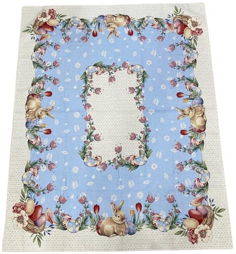 Emily Home Tischdecke OSTERN aus Gobelin Stoff mit Rahmen (ohne Servietten) (Alice, quadratisch x 8 Plätze 140 x 140 cm) von Emily Home