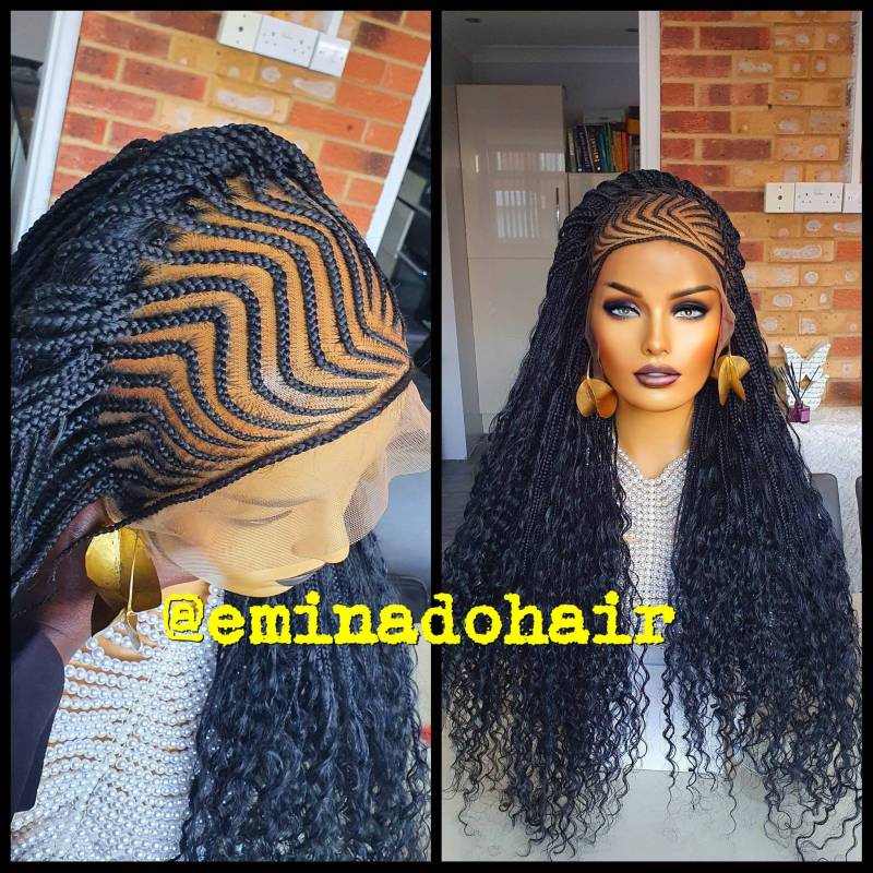 Faux Locs Knotenlose Zopf Perücke Für Schwarze Frauen Geschenk Voller Spitze Vorne Cornrow Perücken Dreadlock Faux Loc Twist Box von EminadoHair