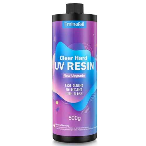 UV Harz 500g, Upgrade Kristallklar UV-Epoxidharz Harter Kleber, Ultraviolett Solar Schnellhärtende Epoxidharzkleber für Schmuckherstellung, DIY-Basteldekoration, Kunst, Gießen und Beschichtung von Eminefeli