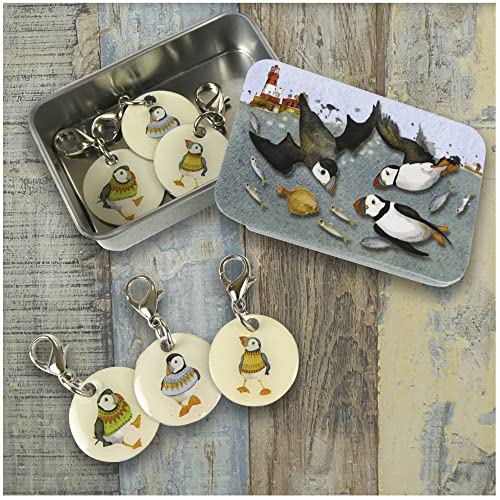 Emma Ball Set of 6 Crochet Stitch Markers in a Pocket Tin - Diving Puffins (TCR07) von Emma Ball