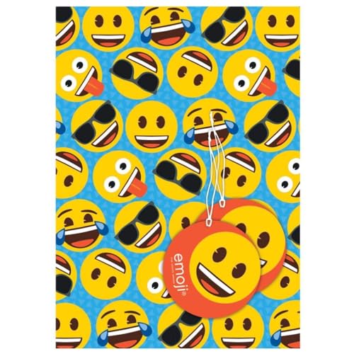 Emoji Geschenkpapier, 2 Bögen und 2 Geschenkanhänger von Emoji