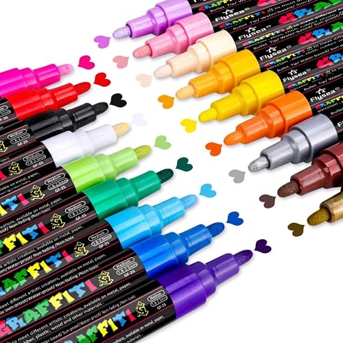 Emooqi Acrylstifte für Steine Wasserfest, 18 Farben Steine Bemalen Stifte Set Permanent Marker 2-3mm Acrylstifte Marker Stifte für DIY Handwerk Steine zum Bemalen von Emooqi