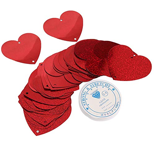 Emoshayoga Hochzeitskonfetti Rot Herzform Konfetti 100pcs Hochzeit Party Valentinstag Dekorativer Glitzer Kunststoff Papierschrott für Geburtstag Laser von Emoshayoga