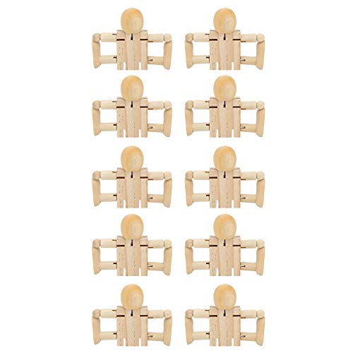 Emoshayoga Holzgliederfiguren, 10 Stück Holzroboter mit Flexiblem Gelenk, Langlebig, Unvollendet, Zum Basteln für Künstler, Modell für von Emoshayoga