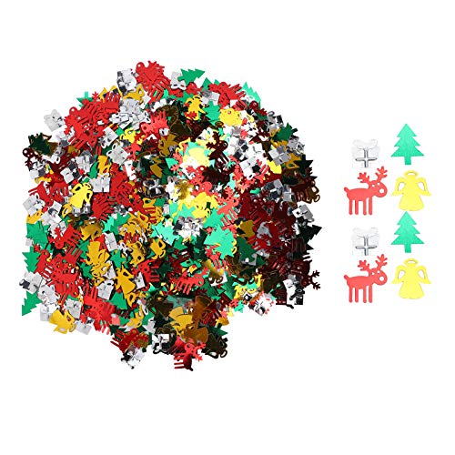 Emoshayoga Home Decoration Christmas PVC Confetti Sequin Decoration, 100g Xmas Trees Deers Angel Gift Shape Paillettes, for Home Decor von Emoshayoga