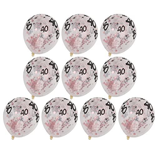 Emoshayoga Konfetti Luftballons Latex Luftballons 10 Stück Transparent mit Zahl 40 Muster für Geburtstag Party Hochzeit Jubiläum Deko, Rose Gold Pailletten von Emoshayoga