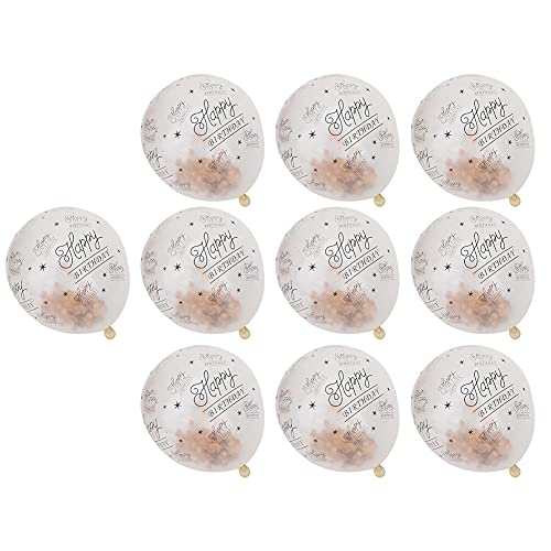 Emoshayoga Sequi Luftballons Latex Luftballons 10 Stück Transparent mit Happy Birthday Worten für Geburtstag Party Hochzeit Jubiläum Deko, Rose Gold Pailletten von Emoshayoga