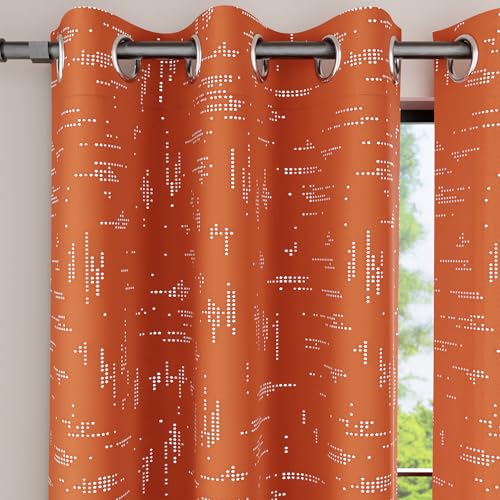 Encasa Gedruckte Blackout -Vorhänge 113x183 cm, 2 Pcs | Silberfolie Citylight Orange Design I Raumverdunkelung - Blöcke 85% Licht | Schall- und Hitzereduzierung für Schlafzimmer ich Waschbar von Encasa XO