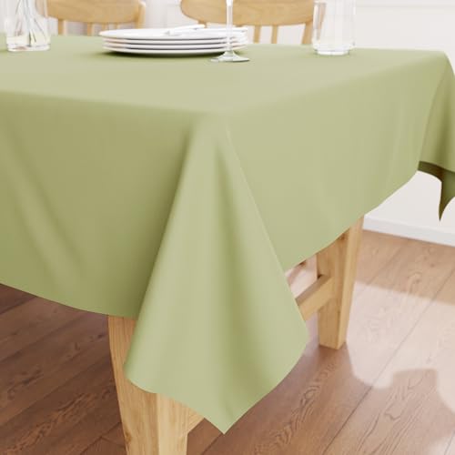 Encasa XO Baumwoll-Canvas-Tischdecke | Sage Green Einfarbig | Rechteckige Größe 140x230 cm | Esstischdecke zur Dekoration – maschinenwaschbar von Encasa XO