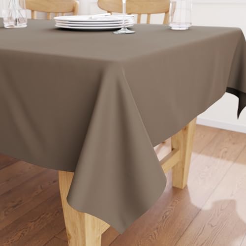 Encasa Homes Tovaglia Oxford in Cotone tovaglia di Cotone Semplice Colore per 6 a 8 posti a Sedere Grande Tavolo da Pranzo - 142 x 230 cm, Beige - Tessuto in Tela di Cotone, Mercerizzato von Encasa XO