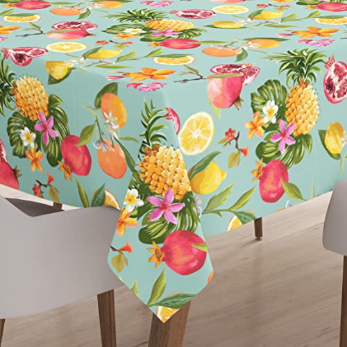 Encasa Polyester Bedruckte Tischdecke, Tischdecke aus Twill-Stoff, wasserabweisend, Länge 142x180 cm für rechteckigen Esstisch 4 to 6 Seater. Maschinenwaschbar, langlebig - Ananas von Encasa XO