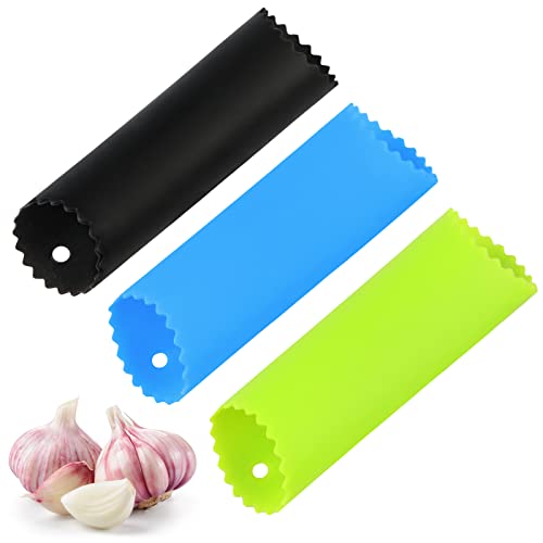 Knoblauchschäler Silikon, 3 Stück Roller Knoblauchschäler, SchnellschäLrolle GroßEr KnoblauchschäLer Einfach Und Praktisch SilikonschäLer, Knoblauch-Roller KüChenhelfer Silikon-Knoblauch Schäler von Encuryna