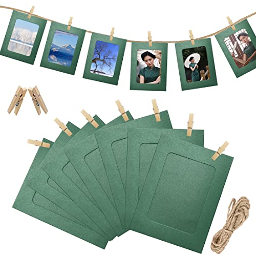 Enenes Fotorahmen 4x6 INCH Kraftpapier Bilderrahmen 20 PCS DIY Karton Fotorahmen mit Holz Clips und Jute Twine von Enenes