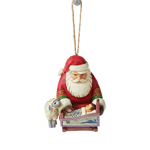 Enesco Hängender Schmuck Weihnachtsmann mit Jesuskind, Steinharz, Juteseil, Weihnachten von Enesco