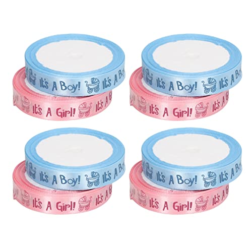 8 Rollen 5 Yards Babyparty-Satinband, rosa-blaues Themenband, Geschenkband, Dekoration für Geburtstagsfeier, Gastgeschenke, Kuchendekoration von Enforose