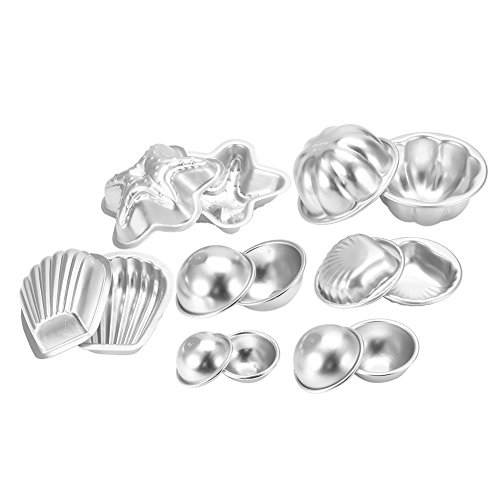 Badebomben-Maker-Set aus Aluminiumlegierung, mehrere Stile, Sprudel-Basteln, DIY-Kuchenmacher-Werkzeug (Silberweiß) (Combination 8) von Enforose