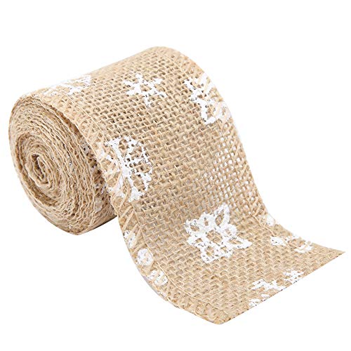 Leinen-Sackleinenband, Rolle, handgefertigtes Band, handgefertigtes Leinenband für Geschenke, Verpackungen, Basteln, Blumenstrauß, Heimdekoration, Hochzeitseinladungen (Copo de nieve natural de 5 cm.) von Enforose