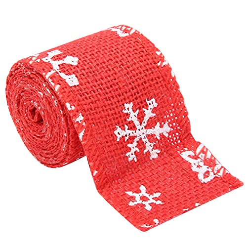 Leinen-Sackleinenband, Rolle, handgefertigtes Band, handgefertigtes Leinenband für Geschenke, Verpackungen, Basteln, Blumenstrauß, Heimdekoration, Hochzeitseinladungen (Copo de nieve rojo de 6 cm.) von Enforose