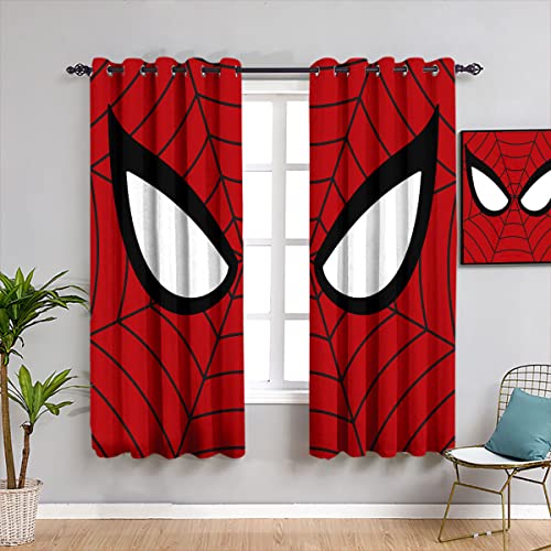 Enfunt-Home Superhelden Vorhänge Gardinen mit Ösen,Spidermen Vorhang Blickdicht, Verdunklungsvorhänge, Fensterdekoration, Schlafzimmer Wohnzimmer & Kinderzimmer Deko, Blackout Curtain 2er Set von Enfunt-Home