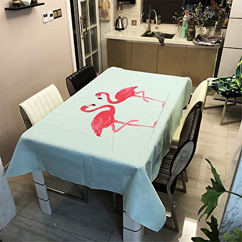 Enhome Tischdecke Rechteckig Wasserdicht, 3D Flamingo Tropisch Drucken Polyester Abwaschbar Fleckschutz Ölfest Lotuseffekt Pflegeleicht Modern Garten Outdoor Dekor (140×160cm,Schließen) von Enhome