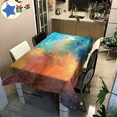 Enhome Tischdecke Rechteckig Wasserdicht, 3D Sternenklarer Himmel Drucken Polyester Abwaschbar Fleckschutz Ölfest Lotuseffekt Pflegeleicht Modern Garten Outdoor Dekor (Orange Blau,140×160cm) von Enhome