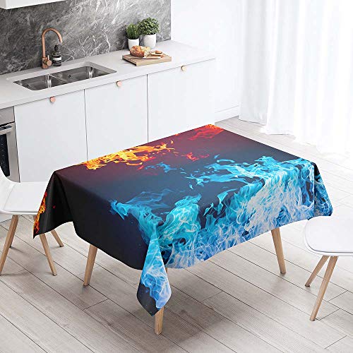 Enhome Tischdecke Rechteckige Antifouling Schmutzabweisend Tischdecke, 3D Böhmen Muster Abwaschbar Wasserabweisend Tischtuch für Küche Garten Abendessen Speisesaal (Rote Flamme,140x200cm) von Enhome