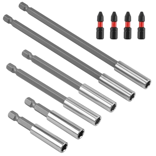 Magnetisches Bithalter-Set, 60, 100, 150 mm, Sechskantschaft, S2-Stahl, magnetischer Bohrerverlängerungshalter mit 4 x 25 mm Schraubendreher-Schlag-Bits, 10 Stück Magnetisches Bithalter-Set, 60, 100, 150 mm, Sechskantschaft, S2-Stahl, magnetischer Bohrerverlängerungshalter mit 4 x 25 mm Schraubendreher-Schlag-Bits, 10 Stück von Enjiror