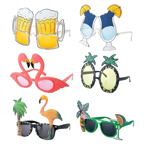 Enjoyaa 6 Paar Party Brillen Lustiges Sonnenbrillen Set Hawaiian Tropical Brille Luau Beach Party Kostüm Dekoration für Kinder Erwachsene Luau Party Zubehör von Enjoyaa