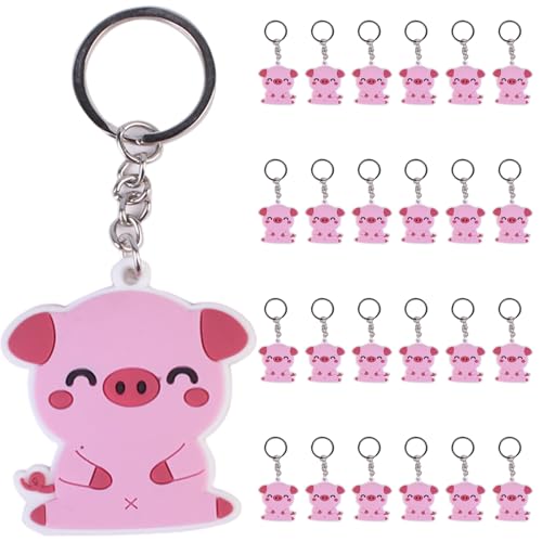 Enjoyaa Farm Animal Keychains,24 Stcs Milchkuh Schweinchen Schlüssel Ringfarm Themen Schlüssel Ringdekoration für Geburtstagsfeier Vorstellungen Gefälligkeiten (Schweinchen) von Enjoyaa