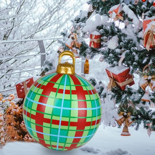 Weihnachten Aufblasbarer Ball,60 cm Weihnachtskugel Weihnachts Außen Dekorierer Großer Weihnachtshänge Ball Weihnachtsschmuck für Weihnachten Feiertags Hochzeitsfestival Party Yard Dekor (Green) von Enjoyaa