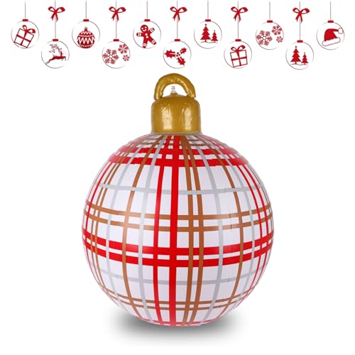 Weihnachten Aufblasbarer Ball,60 cm Weihnachtskugel Weihnachts Außen Dekorierer Großer Weihnachtshänge Ball Weihnachtsschmuck für Weihnachten Feiertags Hochzeitsfestival Party Yard Dekor (Red) von Enjoyaa