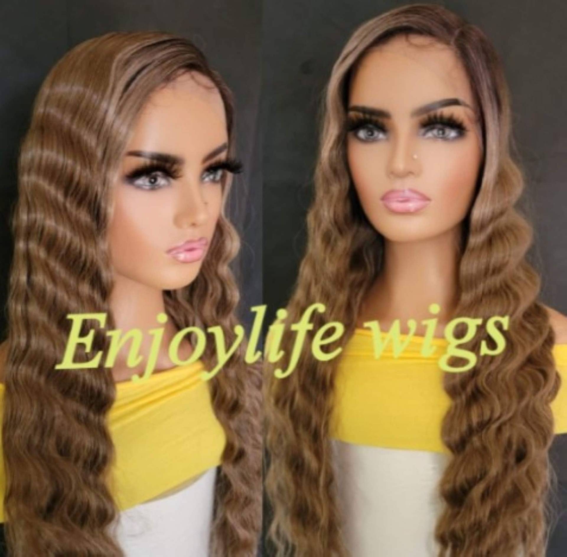 3 Farben Super Wellig Braun Blond Balayage Ombre H.d Spitze Front Perücke von Enjoylifewigs