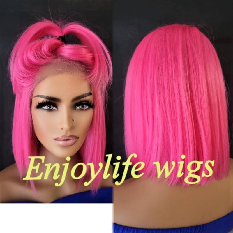 H.d Rosa Traum Bob-Spitzenfront-Perücke von Enjoylifewigs