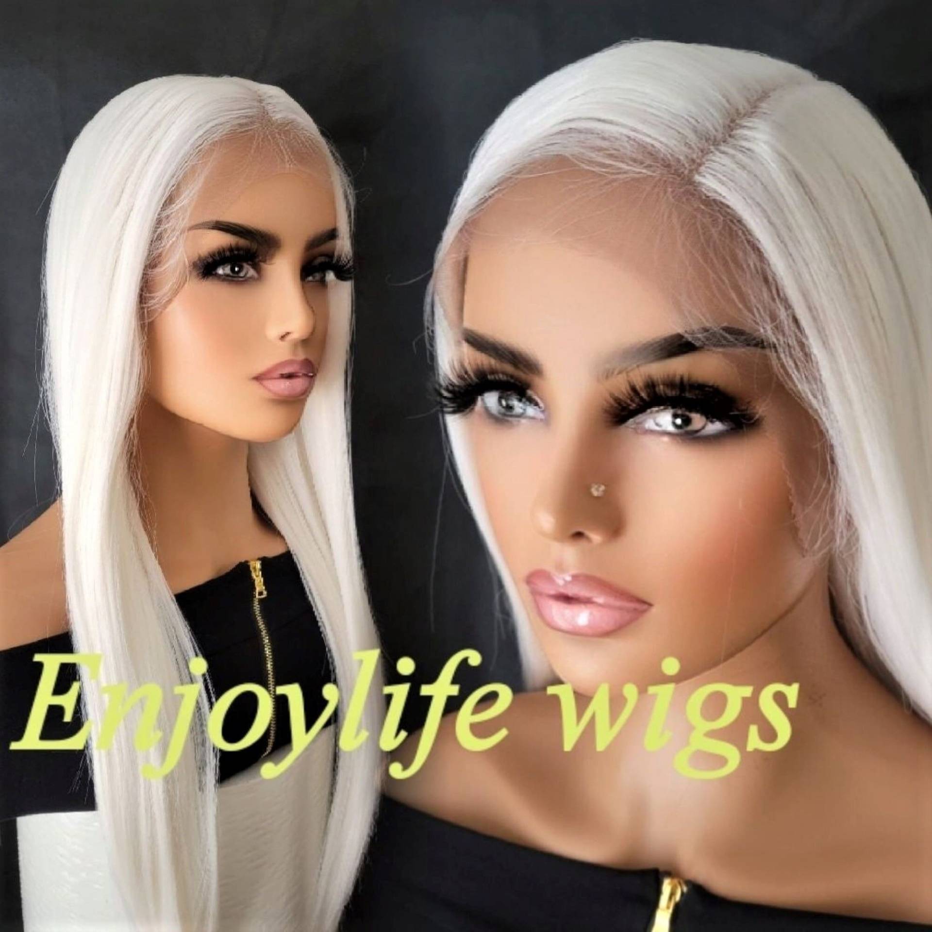 Platin Weiß Blonde H.d Balayage Knochen Gerade Spitzenfront Perücke von Enjoylifewigs