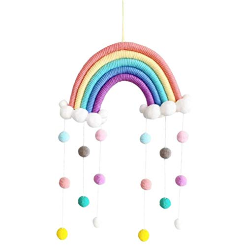 Enkomy Baby Mobile Babybett Windspiele, Hängende Wolken Regentropfen Regenbogen Quasten Windspiele Neugeborene von Enkomy