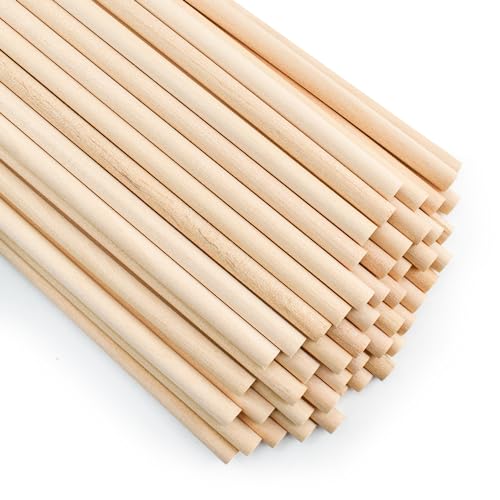 Enkrio 50PCS Dowel Rods Wood Sticks Holzdübel - 0,5 x 15 cm unbehandeltes Holz für Kunsthandwerk Dübeln Stäbe für Handwerk und Heimwerker von Enkrio