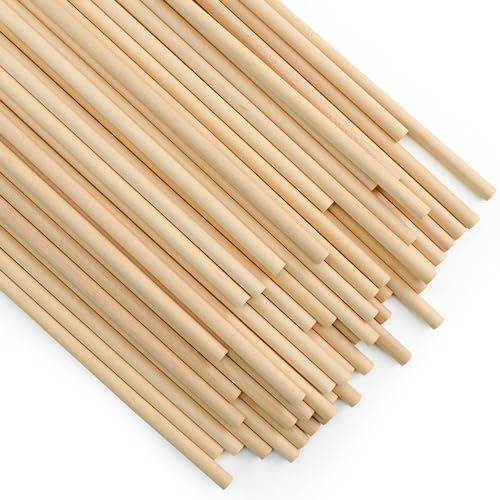 Enkrio 50PCS Dübel Holzstäbchen Holzdübel - 0,5 x 30 cm unbehandeltes Holz für Bastelarbeiten Dübeldübel für Bastler und Heimwerker von Enkrio