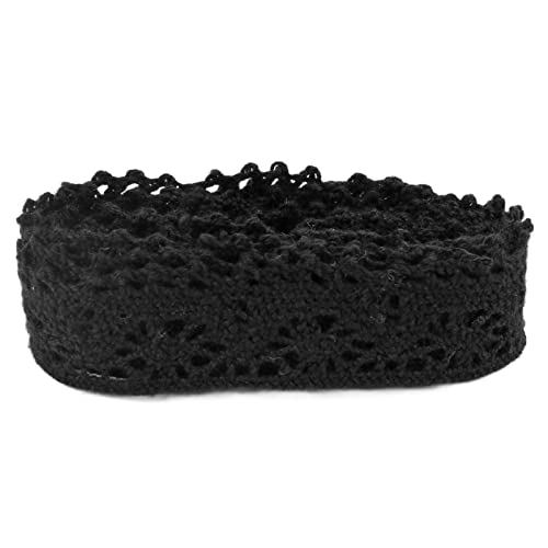 Elegantes Spitzenband, 20 Yards DIY-Zuschnitt zum Nähen, Quilten, Baumwollfadenbesatz mit klaren Mustern, hervorragend für die Weihnachts- und Hochzeitsdekoration (Black) von Enlybee