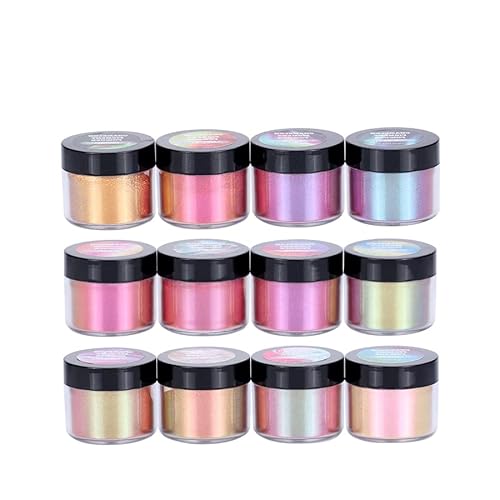 Enshey 12 Farben Farbwechsel Mica Powder Pigment Farbwechsel-Glimmerpulver für Epoxidharz Tumbler Dye Nails Makeup Bath Bombs Painting 10g/0.35oz Jeweils von Enshey