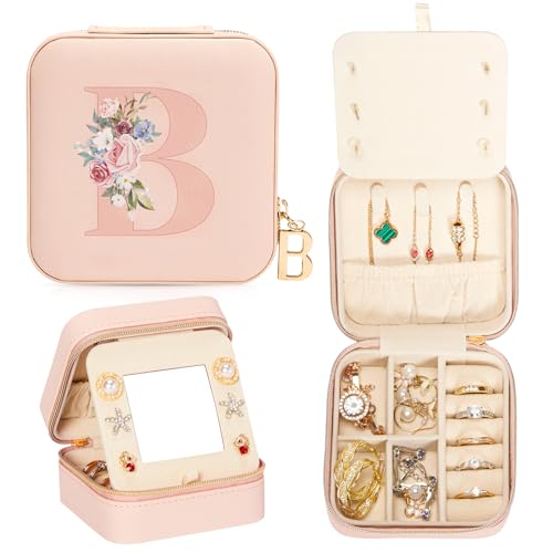 Enthralite Reise-Schmuckkoffer Personalisierte Geschenke - Reise-Essentials für Frauen - Schmuck-Reiseorganisator Kleine Schmuckschatulle für Halsketten Ohrringe - Geschenke für Mädchen - Rosa,B von Enthralite