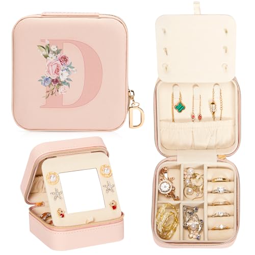 Enthralite Reise-Schmuckkoffer Personalisierte Geschenke - Reise-Essentials für Frauen - Schmuck-Reiseorganisator Kleine Schmuckschatulle für Halsketten Ohrringe - Geschenke für Mädchen - Rosa,D von Enthralite