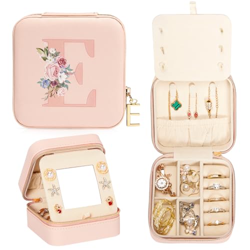 Enthralite Reise-Schmuckkoffer Personalisierte Geschenke - Reise-Essentials für Frauen - Schmuck-Reiseorganisator Kleine Schmuckschatulle für Halsketten Ohrringe - Geschenke für Mädchen - Rosa,E von Enthralite